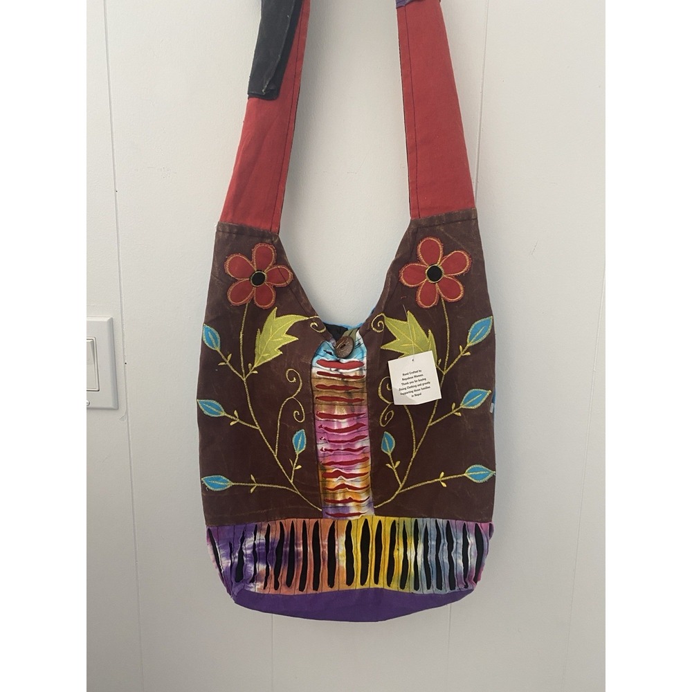 Rising International Handmade sling bag Nepalese Boho Crossbody Bag Sun Mushroom